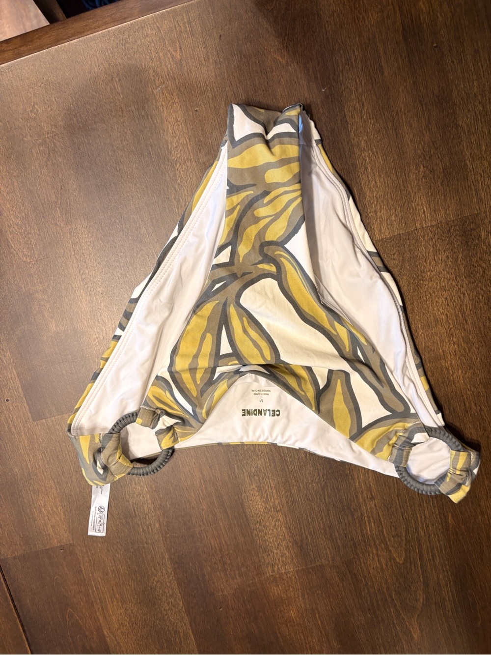 Celandine Yellow Leaf Print Bikini Bottoms
